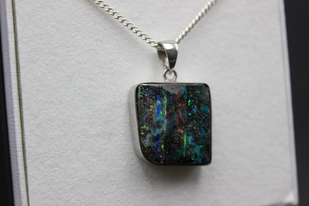 Australian Boulder Opal Pendant in Sterling Silver Setting Pendant Australian Opal House 