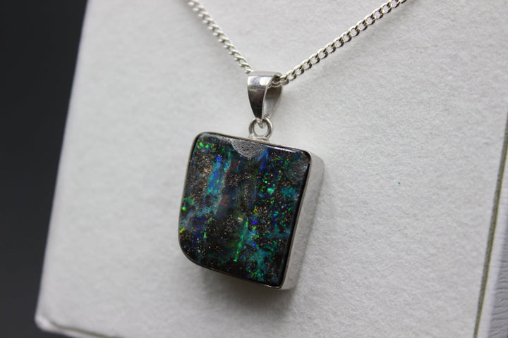 Australian Boulder Opal Pendant in Sterling Silver Setting Pendant Australian Opal House 