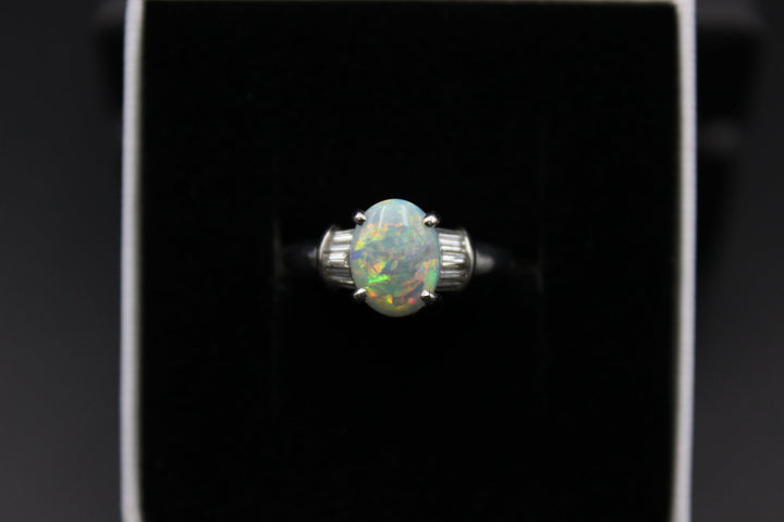 Australian Natural Solid Fire Opal Ring 18k White Gold Setting Rings Australian Opal House 