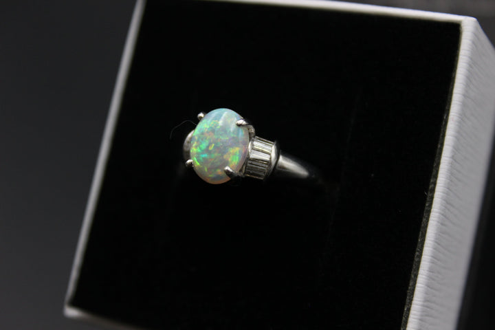 Australian Natural Solid Fire Opal Ring 18k White Gold Setting Rings Australian Opal House 