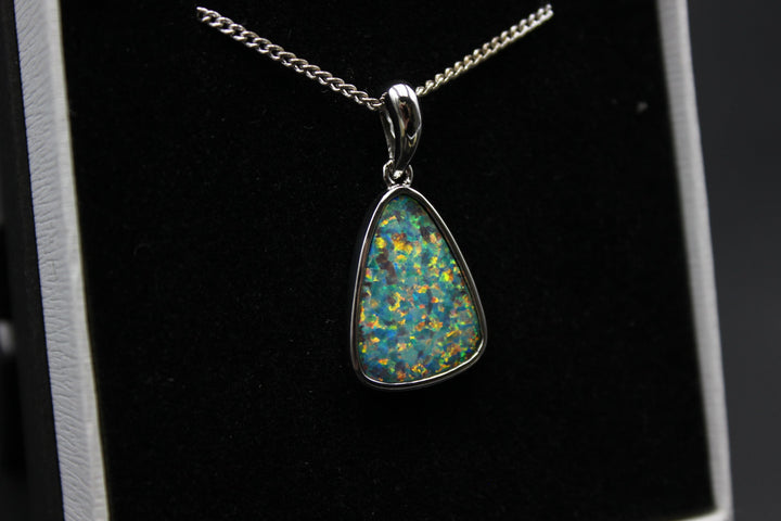 Australian Doublet Fire Opal Pendant in Sterling Silver Setting Pendant Australian Opal House 