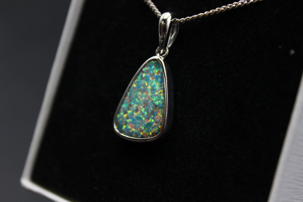 Australian Doublet Fire Opal Pendant in Sterling Silver Setting Pendant Australian Opal House 