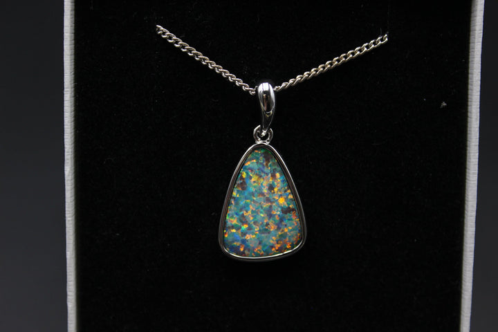 Australian Doublet Fire Opal Pendant in Sterling Silver Setting Pendant Australian Opal House 