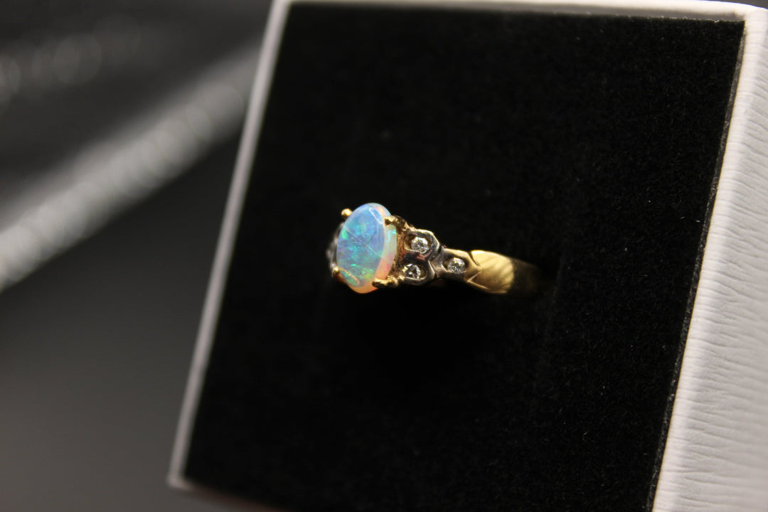 Australian Natural Solid Opal Ring 14k Yellow Gold Setting Rings Australian Opal House 