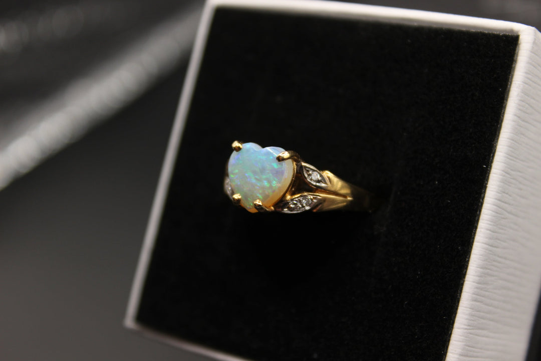 Australian Natural Solid Opal Ring 14k Yellow Gold Setting Rings Australian Opal House 