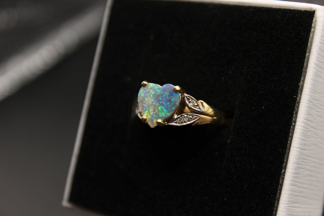 Australian Natural Solid Opal Ring 14k Yellow Gold Setting Rings Australian Opal House 