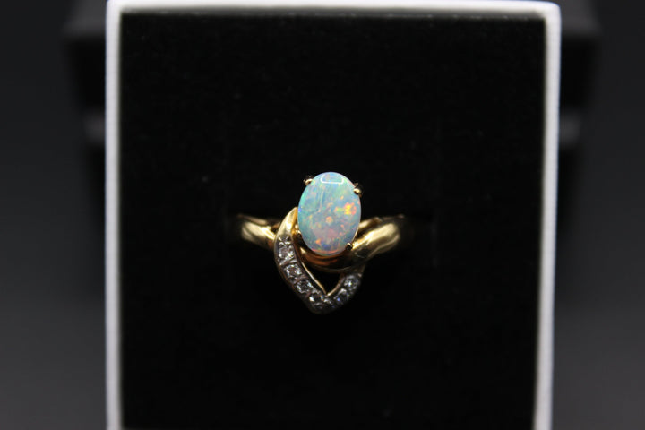 Australian Natural Solid Opal Ring 14k Yellow Gold Setting Rings Australian Opal House 