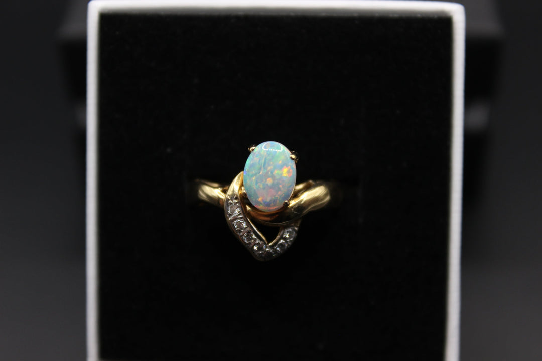 Australian Natural Solid Opal Ring 14k Yellow Gold Setting Rings Australian Opal House 