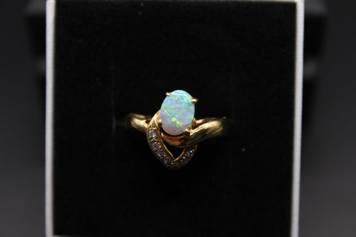 Australian Natural Solid Opal Ring 14k Yellow Gold Setting Rings Australian Opal House 