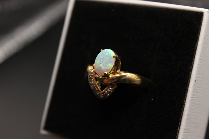 Australian Natural Solid Opal Ring 14k Yellow Gold Setting Rings Australian Opal House 