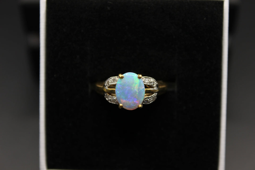 Australian Natural Solid Opal Ring 18k Yellow Gold Setting Rings Australian Opal House 