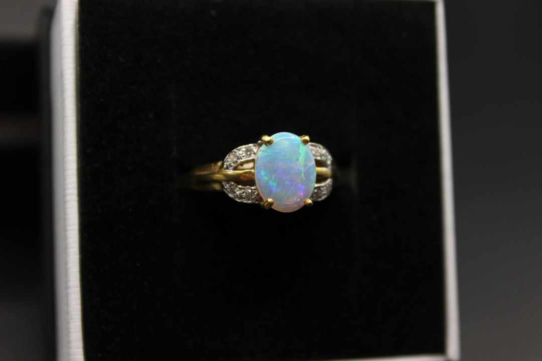 Australian Natural Solid Opal Ring 18k Yellow Gold Setting Rings Australian Opal House 