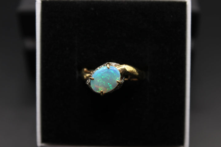 Australian Natural Solid Opal Ring 14k Yellow Gold Setting Rings Australian Opal House 