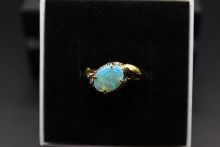 Australian Natural Solid Opal Ring 14k Yellow Gold Setting Rings Australian Opal House 