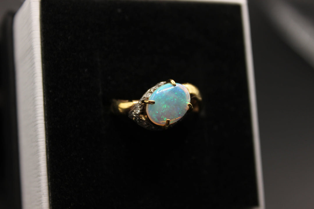 Australian Natural Solid Opal Ring 14k Yellow Gold Setting Rings Australian Opal House 