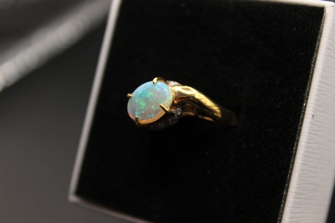 Australian Natural Solid Opal Ring 14k Yellow Gold Setting Rings Australian Opal House 