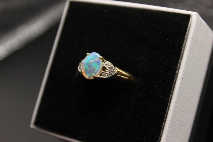 Australian Natural Solid Opal Ring 14k Yellow Gold Setting Rings Australian Opal House 