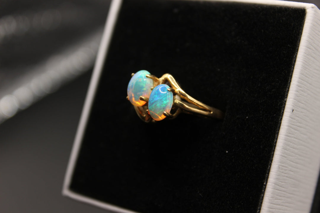 Australian Natural Solid Opal Ring 14k Yellow Gold Setting Rings Australian Opal House 