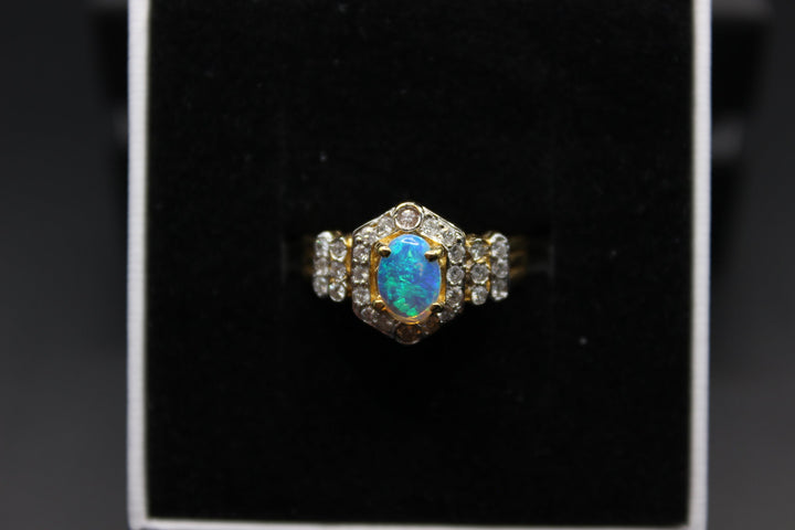 Australian Natural Solid Opal Ring 18k Yellow Gold Setting Rings Australian Opal House 