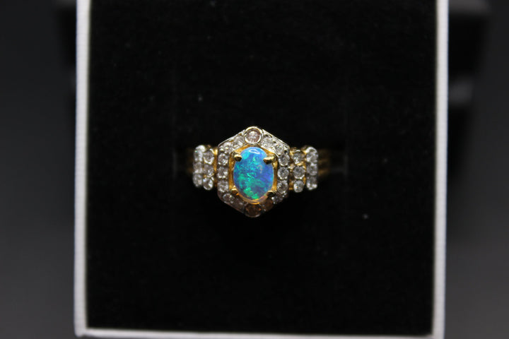 Australian Natural Solid Opal Ring 18k Yellow Gold Setting Rings Australian Opal House 