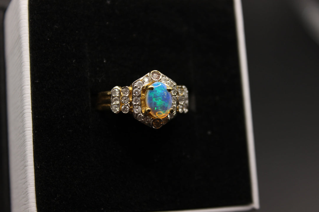 Australian Natural Solid Opal Ring 18k Yellow Gold Setting Rings Australian Opal House 