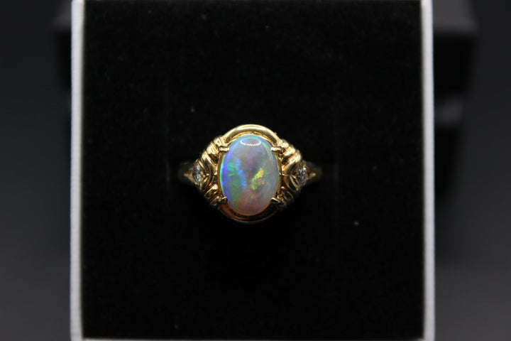 Australian Natural Solid Opal Ring 14k Yellow Gold Setting Rings Australian Opal House 