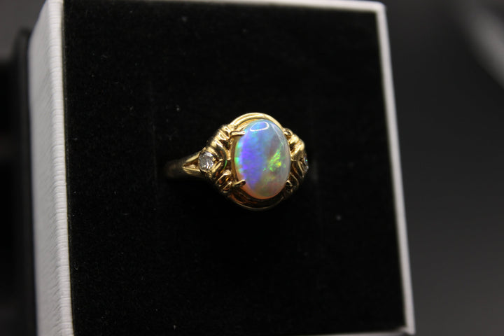 Australian Natural Solid Opal Ring 14k Yellow Gold Setting Rings Australian Opal House 