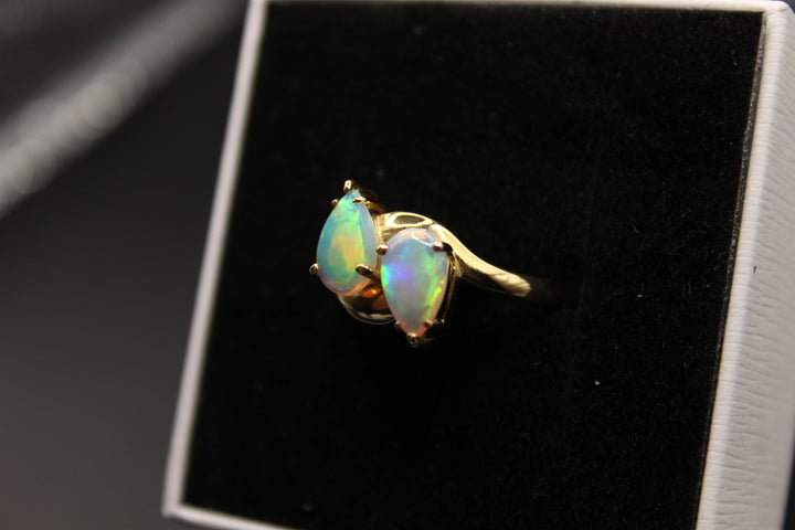 Australian Natural Solid Opal Ring 14k Yellow Gold Setting Rings Australian Opal House 