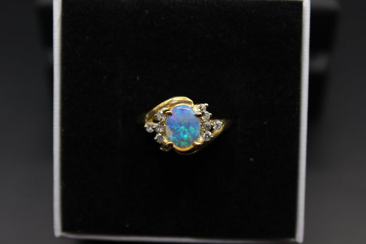 Australian Natural Solid Opal Ring 18k Yellow Gold Setting Rings Australian Opal House 