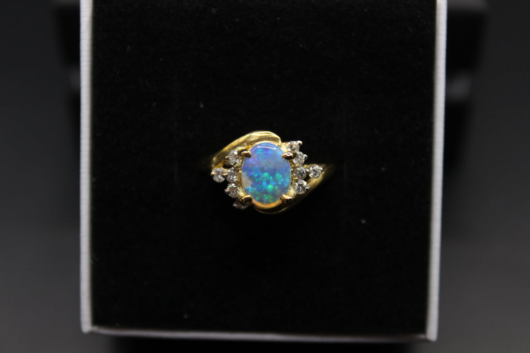 Australian Natural Solid Opal Ring 18k Yellow Gold Setting Rings Australian Opal House 