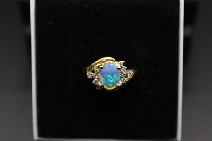 Australian Natural Solid Opal Ring 18k Yellow Gold Setting Rings Australian Opal House 