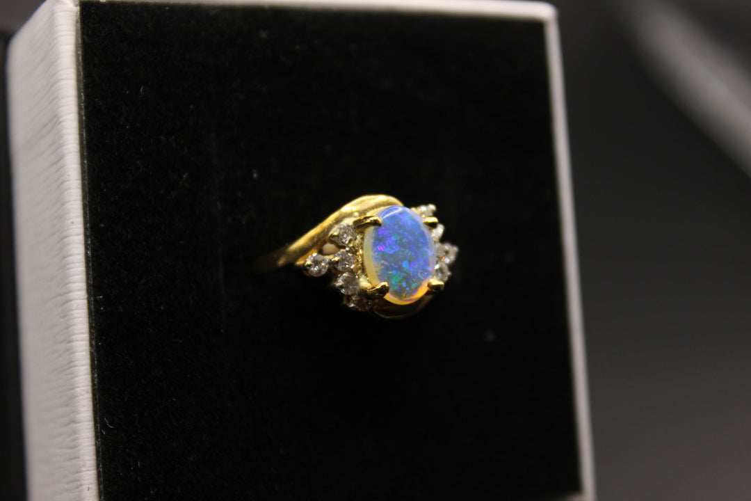 Australian Natural Solid Opal Ring 18k Yellow Gold Setting Rings Australian Opal House 