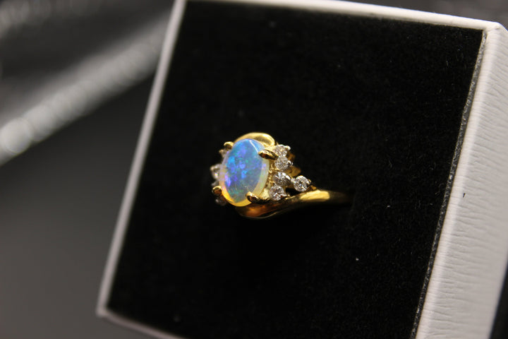 Australian Natural Solid Opal Ring 18k Yellow Gold Setting Rings Australian Opal House 