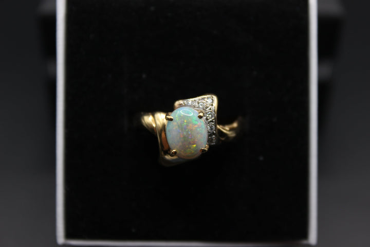 Australian Natural Solid Opal Ring 14k Yellow Gold Setting Rings Australian Opal House 