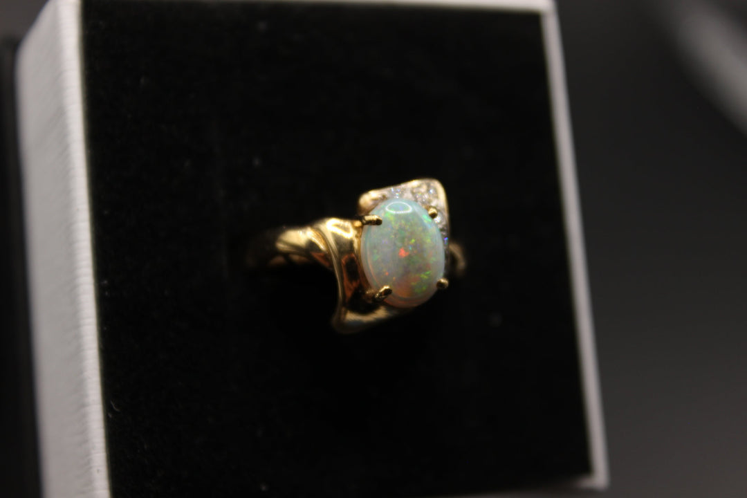 Australian Natural Solid Opal Ring 14k Yellow Gold Setting Rings Australian Opal House 