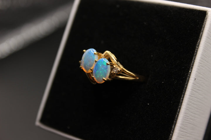 Australian Natural Solid Opal Ring 14k Yellow Gold Setting Rings Australian Opal House 