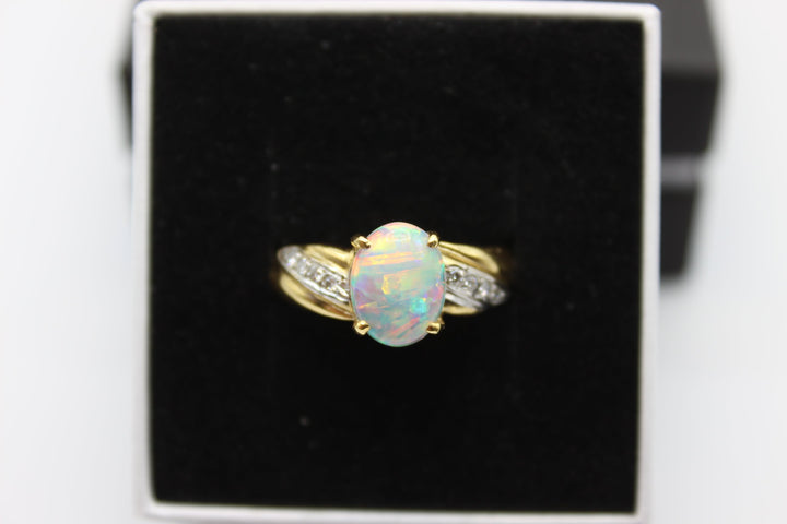 Australian Natural Solid Opal Ring 18k Yellow Gold Setting Rings Australian Opal House 