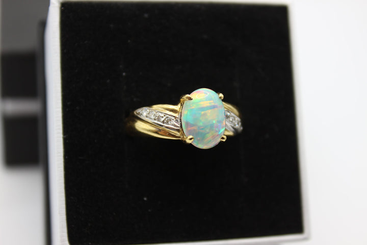 Australian Natural Solid Opal Ring 18k Yellow Gold Setting Rings Australian Opal House 