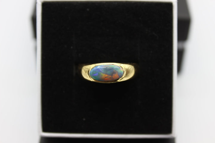 Australian Natural Solid Opal Ring 18k Yellow Gold Setting Rings Australian Opal House 