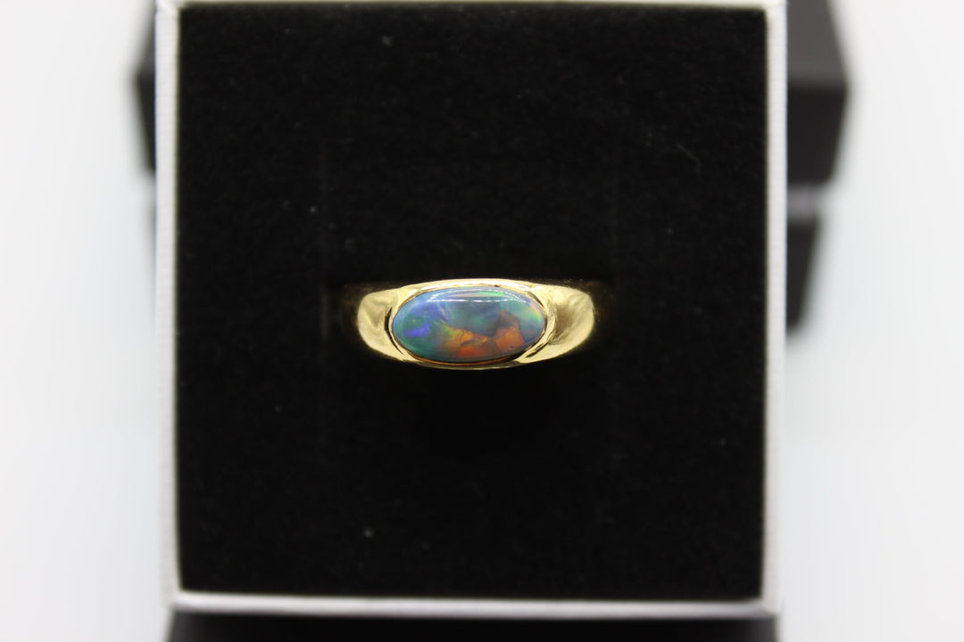 Australian Natural Solid Opal Ring 18k Yellow Gold Setting Rings Australian Opal House 