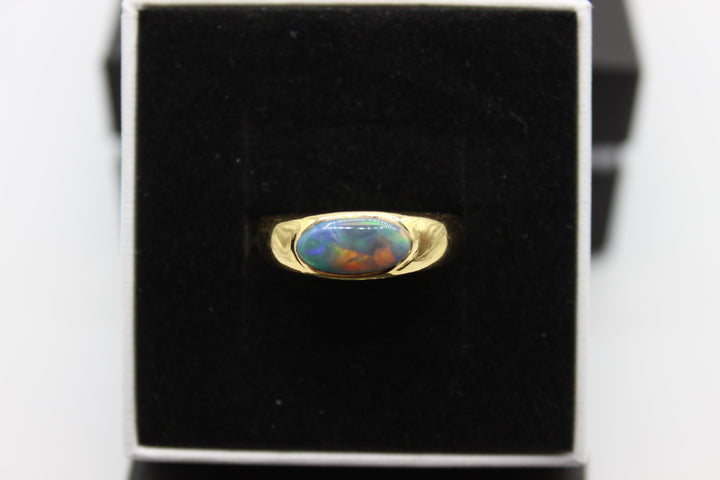 Australian Natural Solid Opal Ring 18k Yellow Gold Setting Rings Australian Opal House 