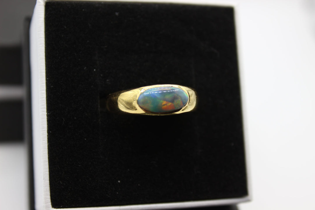 Australian Natural Solid Opal Ring 18k Yellow Gold Setting Rings Australian Opal House 