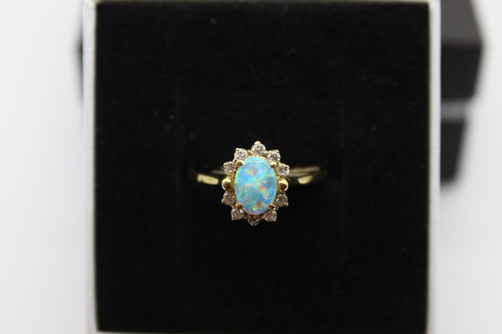 Australian Natural Solid Opal Ring 18k Yellow Gold Setting Rings Australian Opal House 