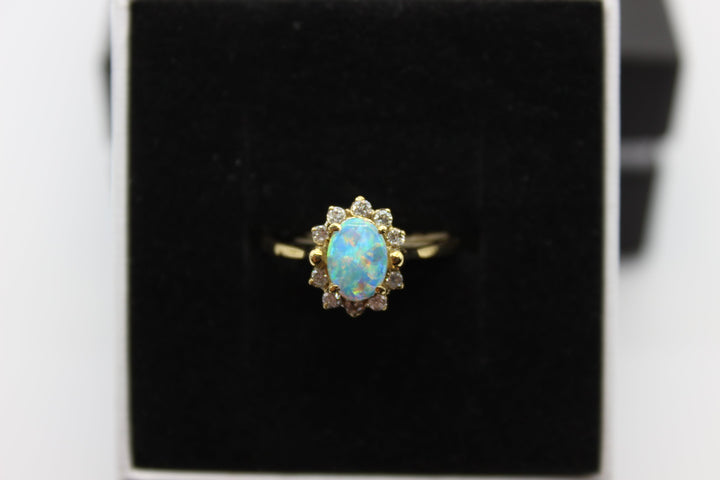 Australian Natural Solid Opal Ring 18k Yellow Gold Setting Rings Australian Opal House Red 