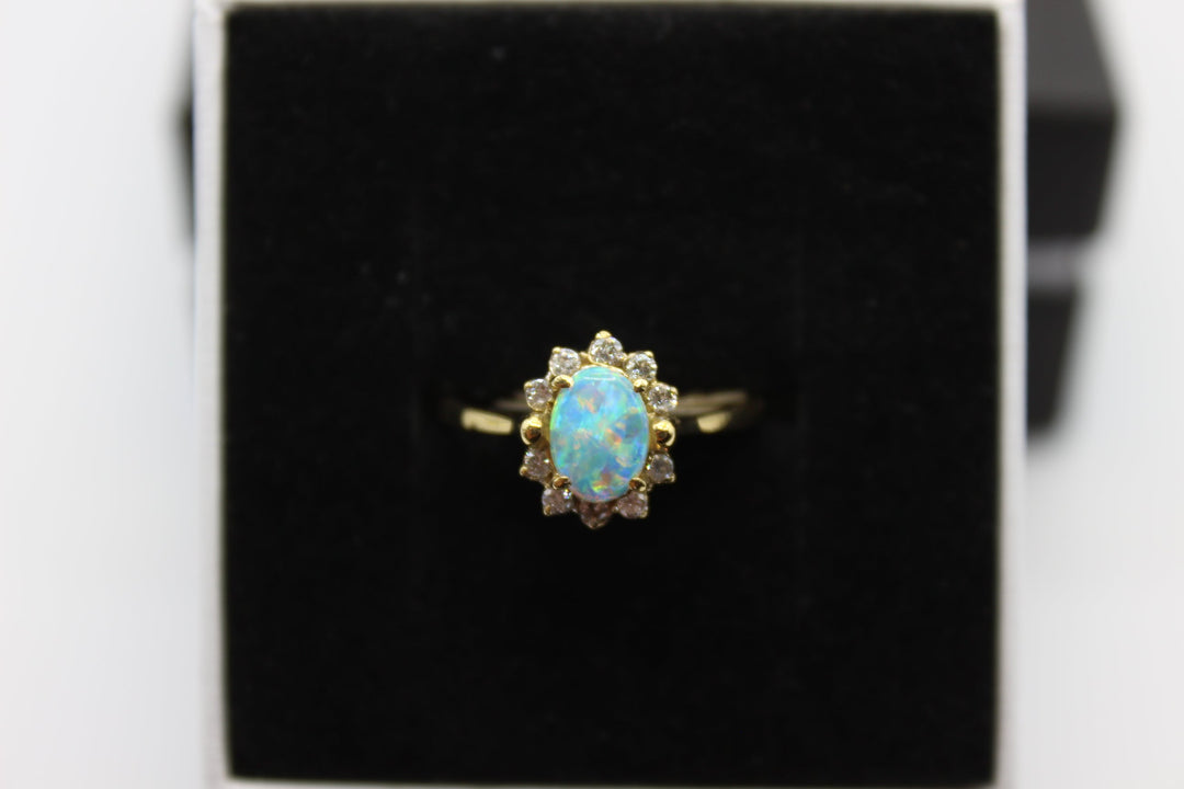 Australian Natural Solid Opal Ring 18k Yellow Gold Setting Rings Australian Opal House 