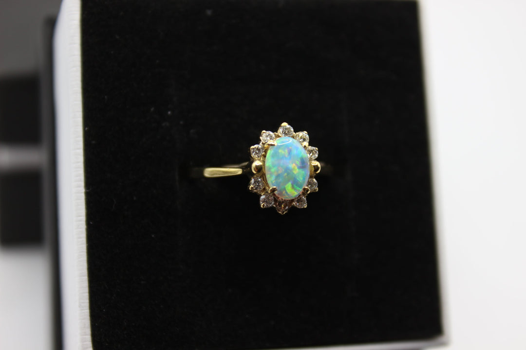 Australian Natural Solid Opal Ring 18k Yellow Gold Setting Rings Australian Opal House 