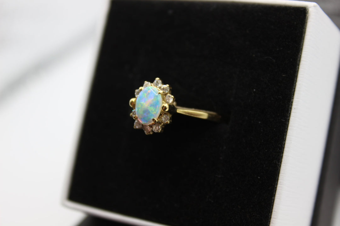 Australian Natural Solid Opal Ring 18k Yellow Gold Setting Rings Australian Opal House 