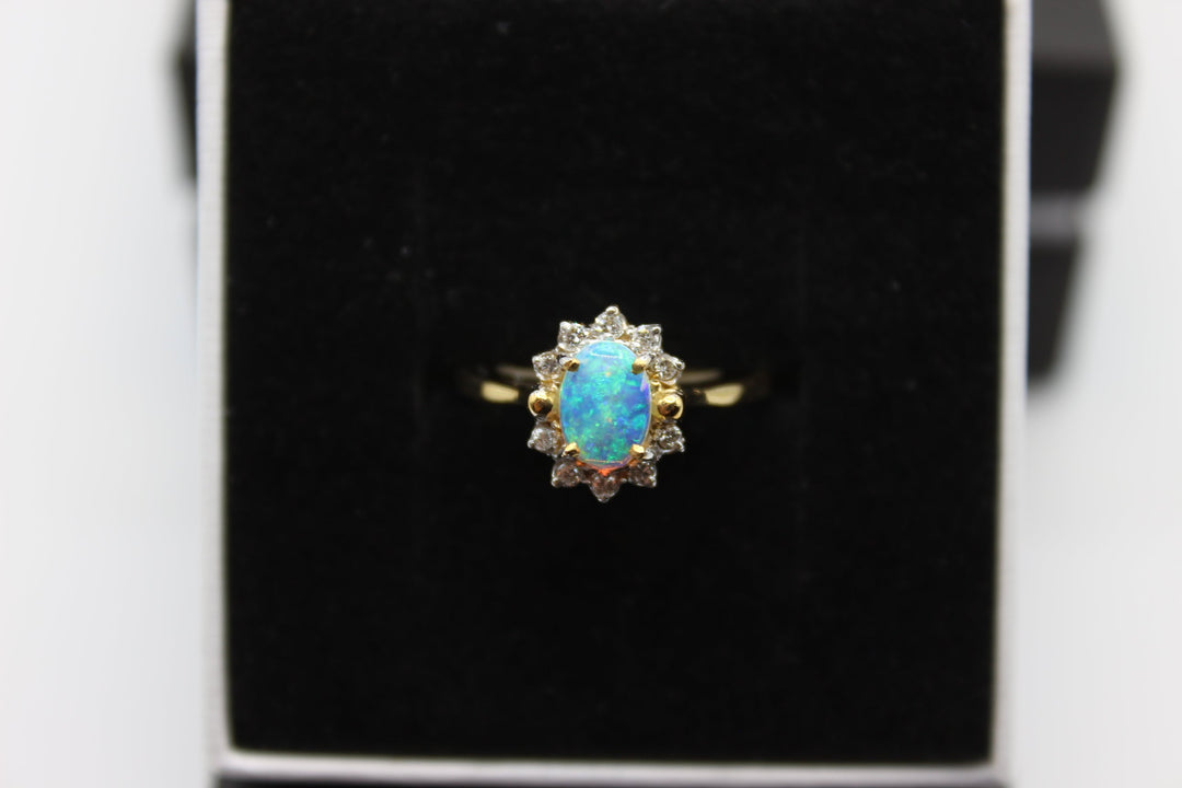 Australian Natural Solid Opal Ring 18k Yellow Gold Setting Rings Australian Opal House 