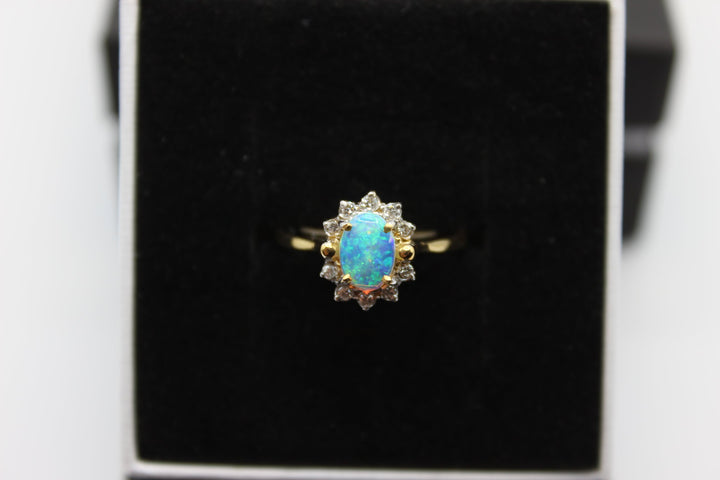 Australian Natural Solid Opal Ring 18k Yellow Gold Setting Rings Australian Opal House Green 