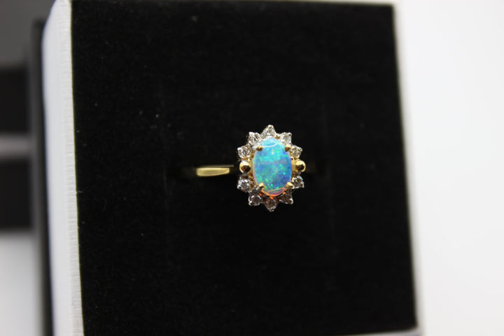 Australian Natural Solid Opal Ring 18k Yellow Gold Setting Rings Australian Opal House 